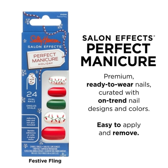 Sally Hansen Perfect Manicure Press On Nail Kit, Holiday Collection, Festival Fl - Picture 2 of 5